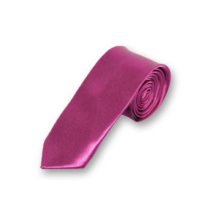 5cm Pink and Purple Polyester Solid Skinny Tie