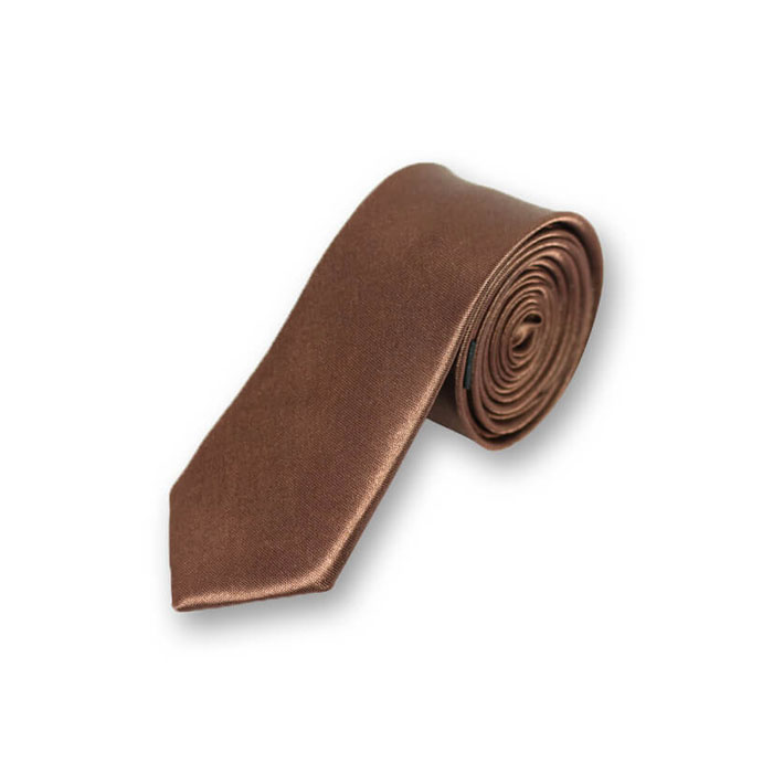 5cm Brown Polyester Solid Skinny Tie