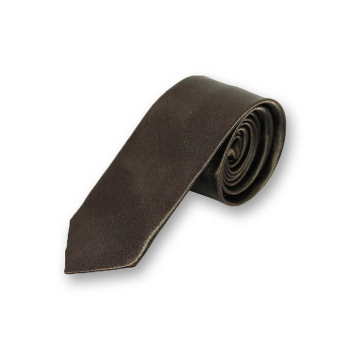 5cm Brown Polyester Solid Skinny Tie