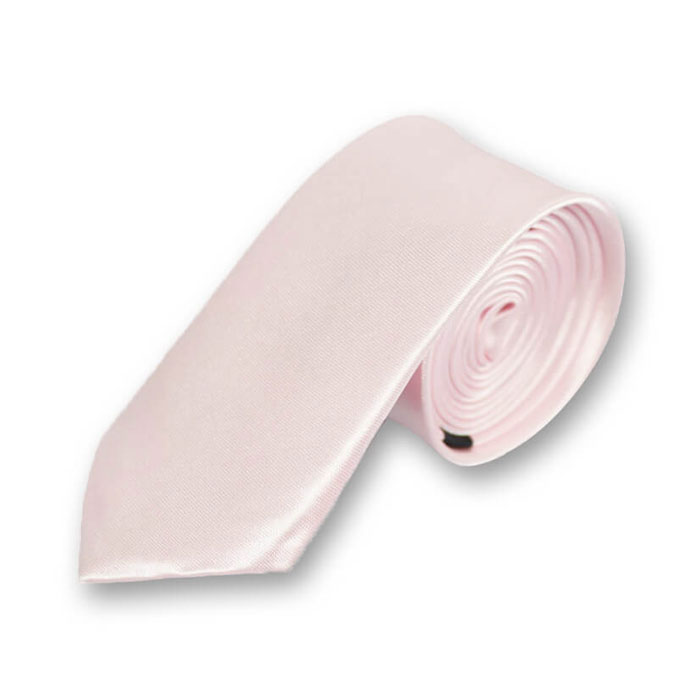 5cm Pig Pink and White Polyester Solid Skinny Tie