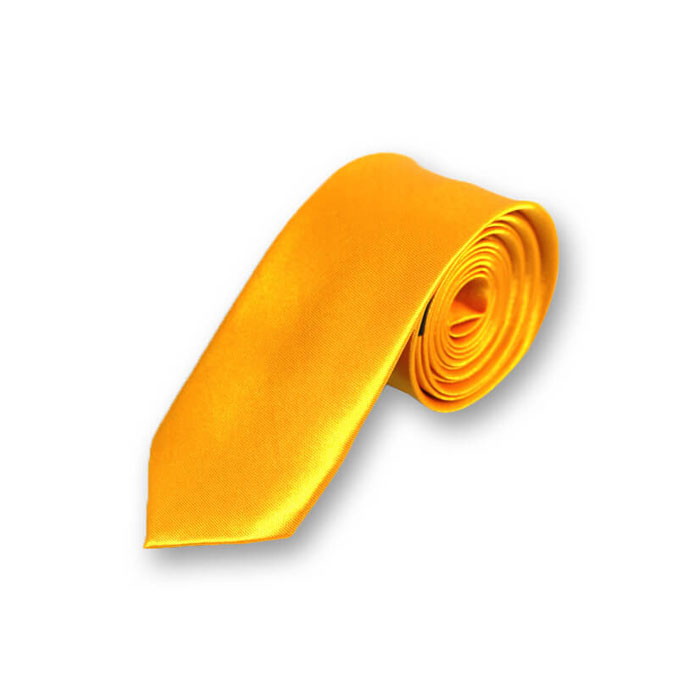 5cm Orange and Rubber Ducky Yellow Polyester Solid Skinny Tie