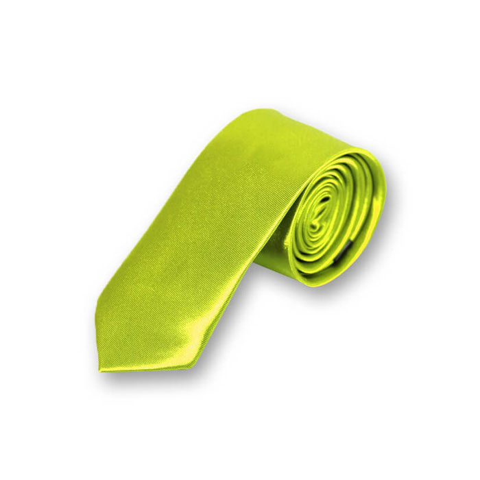 5cm Venom Green and Yellow Polyester Solid Skinny Tie