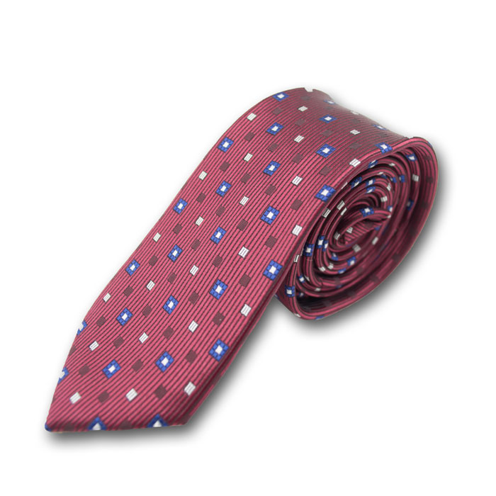 6cm Red and Blue Polyester Polka Dot Skinny Tie