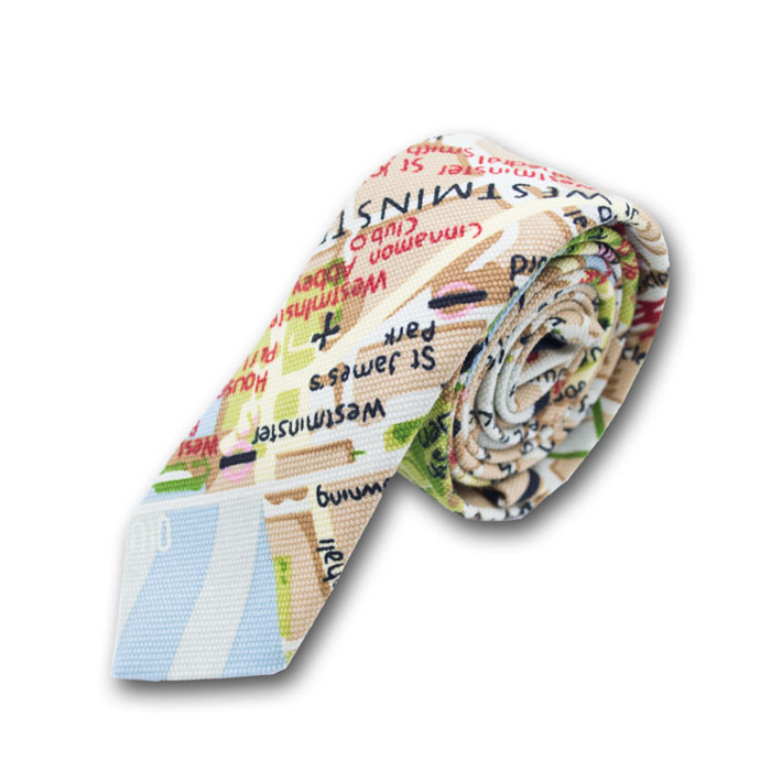 5cm BurlyWood, Red, Light Blue, Green, Dark Goldenrod, White and Black Cotton-Linen Blend Novelty Skinny Tie