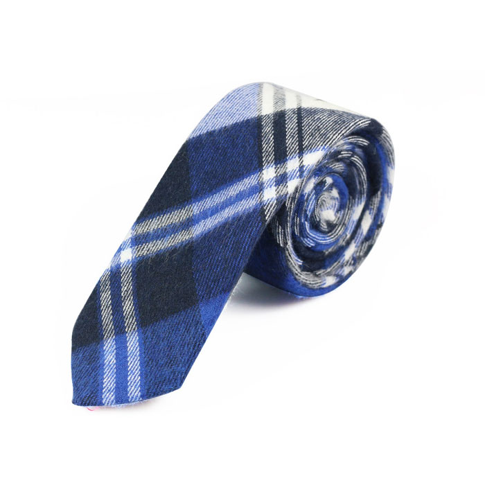 5cm Crystal Blue, Grape, Black and Gray Dolphin Cotton Plaid Skinny Tie