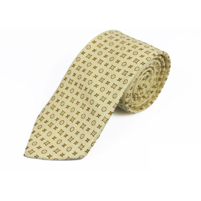 6cm Gold and White Cotton Novelty Skinny Tie