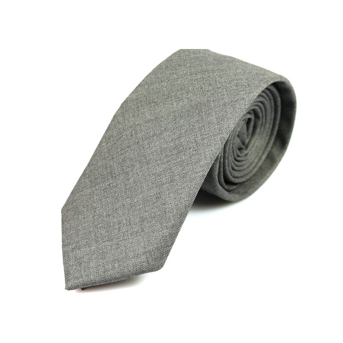 6cm Gray Cotton Solid Skinny Tie