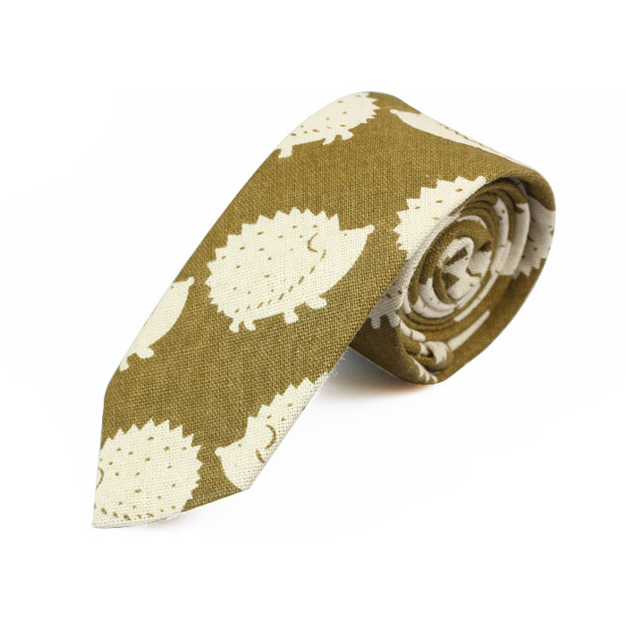 6cm Venom Green and SeaShell Cotton Novelty Skinny Tie