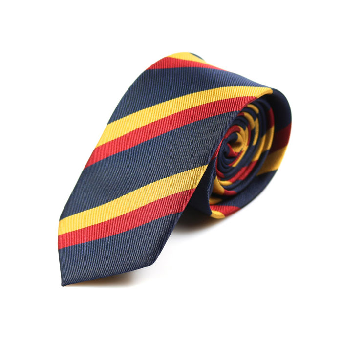 6cm Midnight Blue and Ferrari Red Polyester Striped Skinny Tie