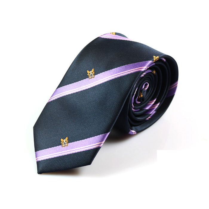 6cm Midnight Blue, Misty Rose, School Bus Yellow and White Polyester Striped Skinny Tie
