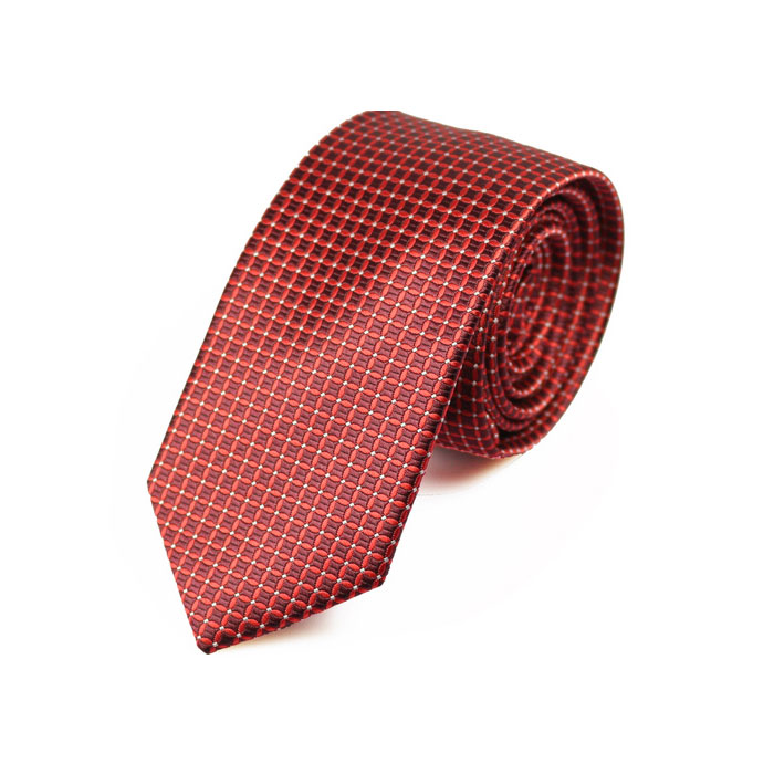 6cm Midnight, Ferrari Red and White Polyester Solid Skinny Tie