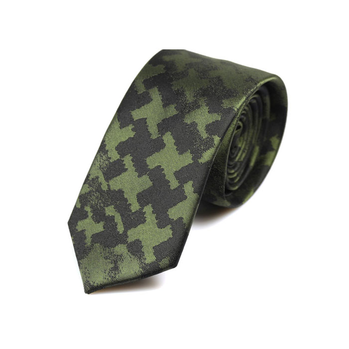 6cm Night and Dark Forest Green Polyester Camouflage Skinny Tie