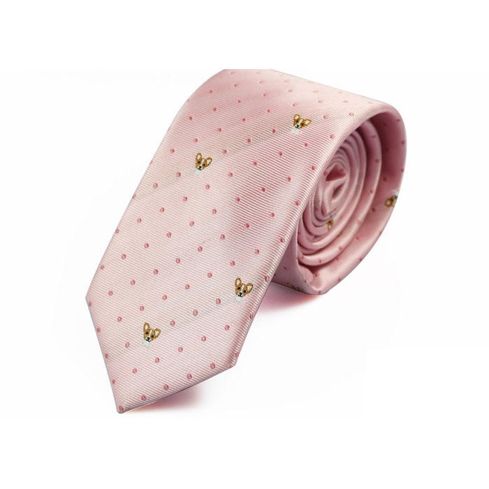 6cm Pink Polyester Polka Dot Skinny Tie