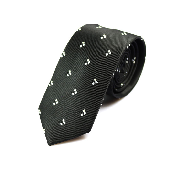 6cm Night and White Polyester Novelty Skinny Tie