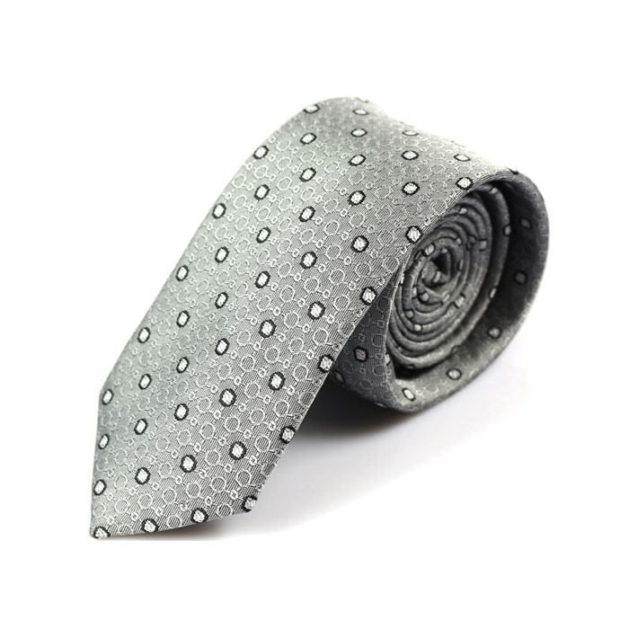 6cm Platinum and Gray Cloud Polyester Novelty Skinny Tie