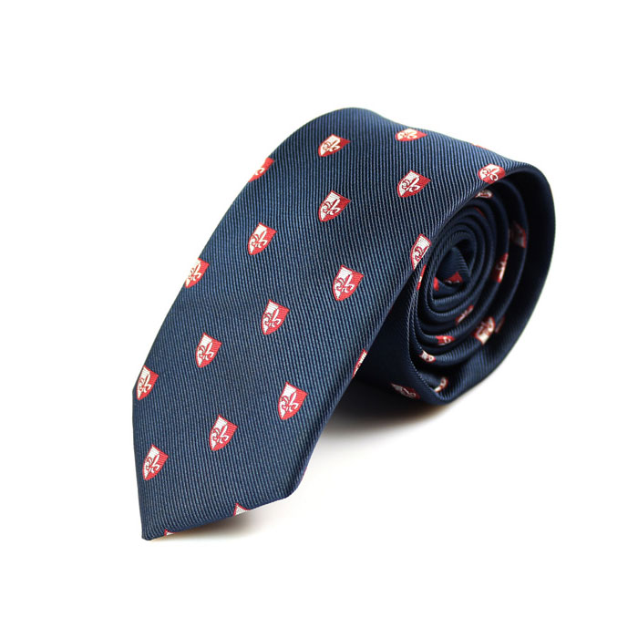 6cm Midnight Blue, Ferrari Red and White Polyester Novelty Skinny Tie