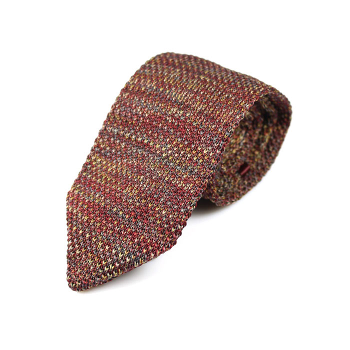 7cm Red and Sandy Brown Knit Solid Skinny Tie