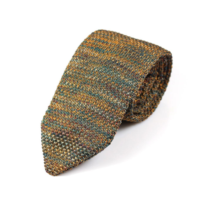 7cm Sandy Brown and Blue Whale Knit Solid Skinny Tie