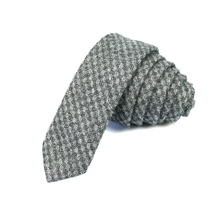 5cm Platinum and Gray Goose Cotton Solid Skinny Tie