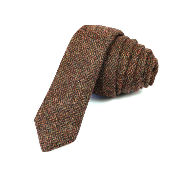 5cm Blood Red and Mocha Cotton Solid Skinny Tie