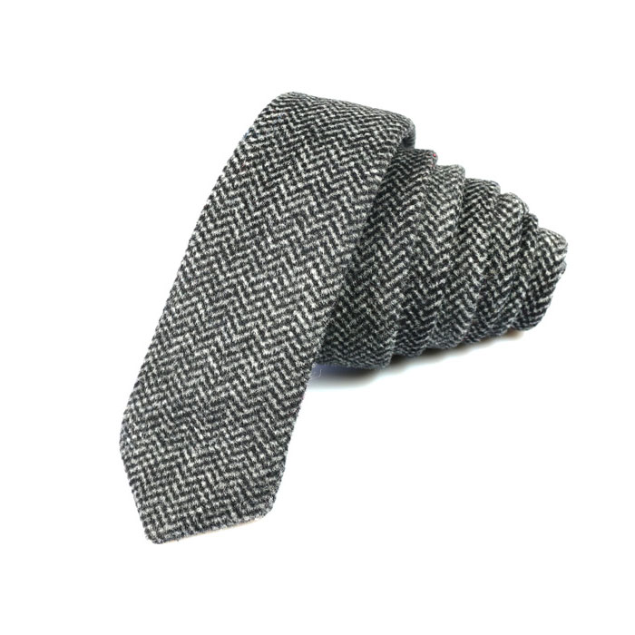 5cm Gray Goose and Black Eel Cotton Solid Skinny Tie
