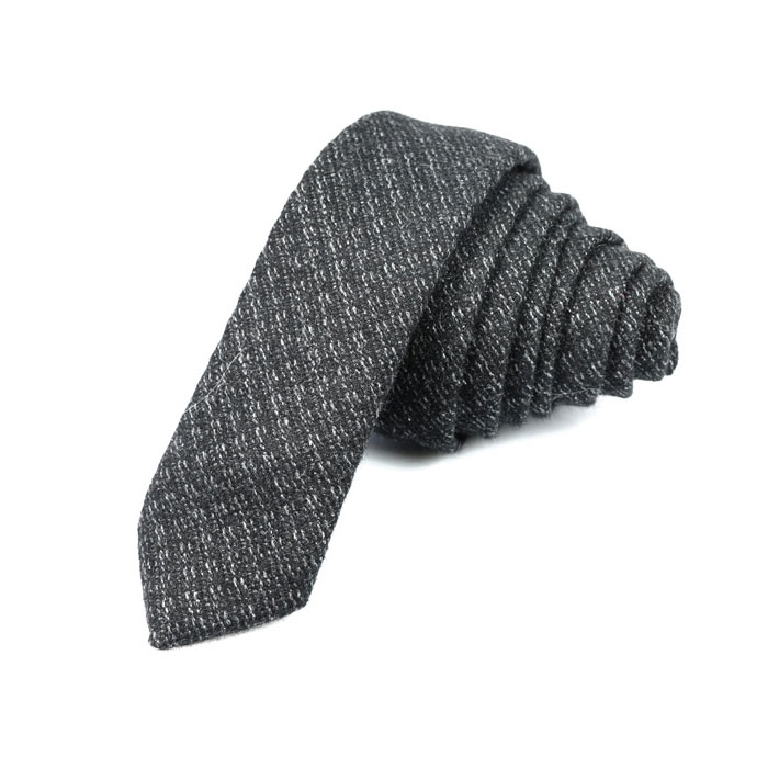 5cm Black Cat and Battleship Gray Cotton Solid Skinny Tie
