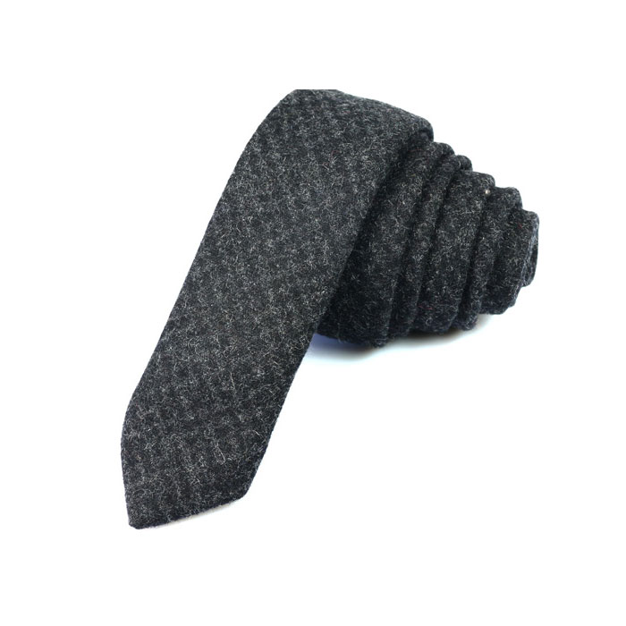 5cm Dark Slate Grey and Platinum Cotton Solid Skinny Tie