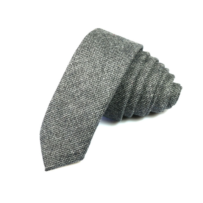 5cm Gray Cotton Solid Skinny Tie