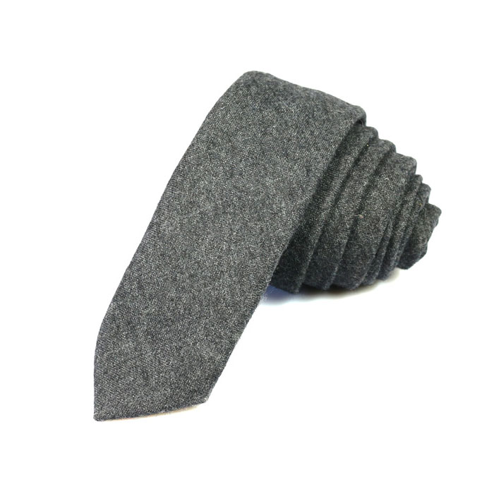 5cm Gray Cotton Solid Skinny Tie