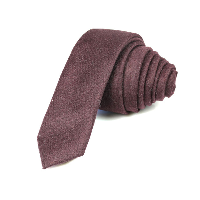 5cm Eggplant and Brown Cotton Solid Skinny Tie