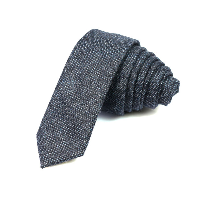 5cm Steel Blue Cotton Solid Skinny Tie