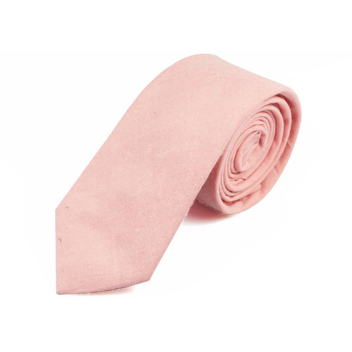 6cm Pink Cotton Solid Skinny Tie