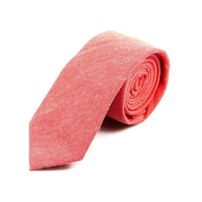 6cm Red and Pink Cotton Solid Skinny Tie