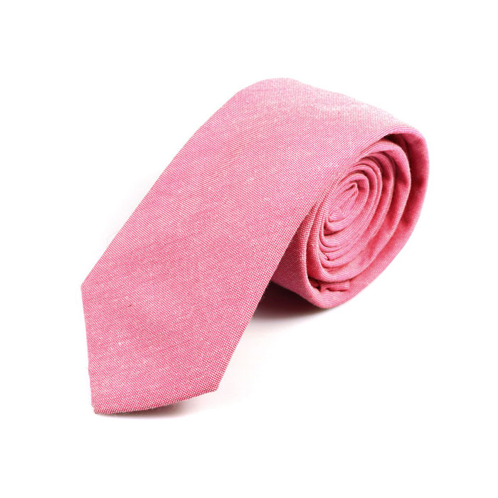 6cm Pink Cotton Solid Skinny Tie