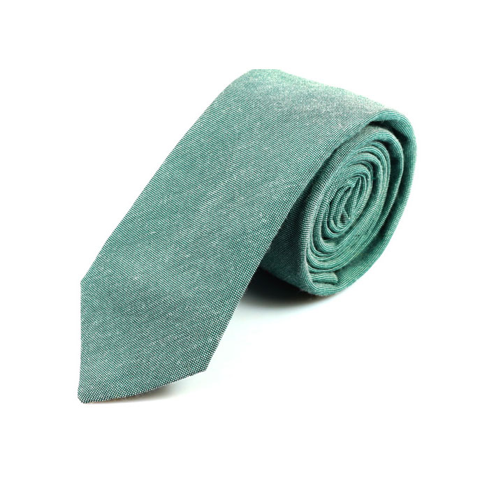 6cm Green Cotton Solid Skinny Tie