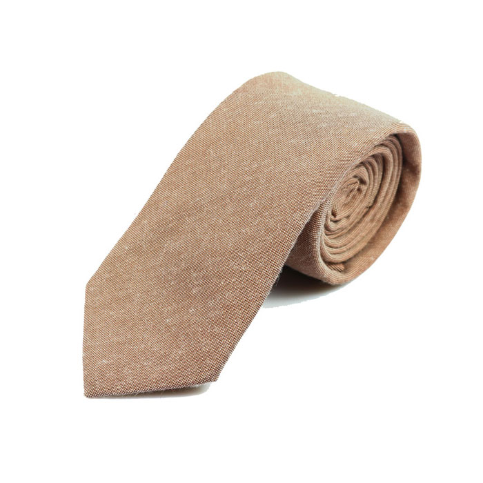 6cm Brown Cotton Solid Skinny Tie