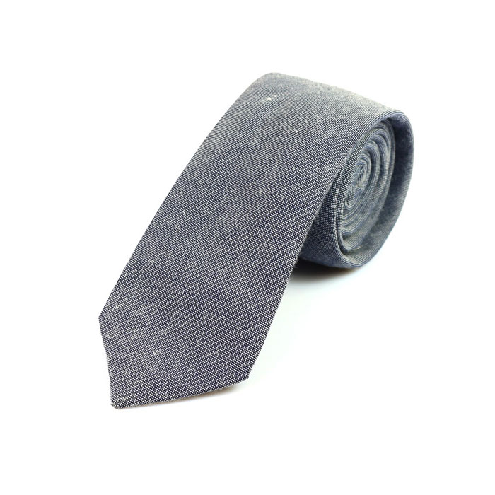 6cm Gray Cotton Solid Skinny Tie