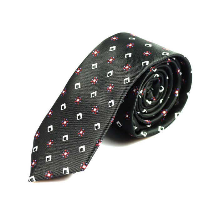 6cm Black and Red Polyester Novelty Skinny Tie