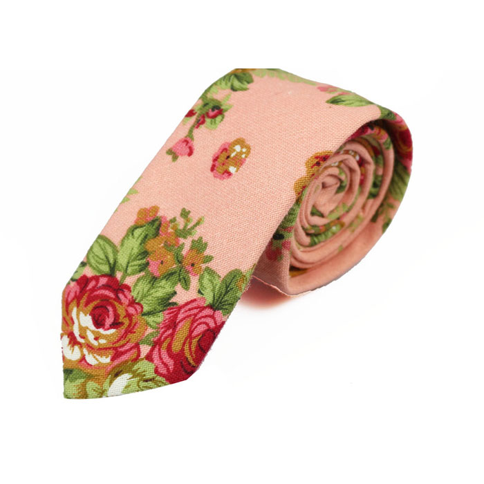 6cm Khaki Rose and Midnight Cotton-Linen Blend Floral Skinny Tie