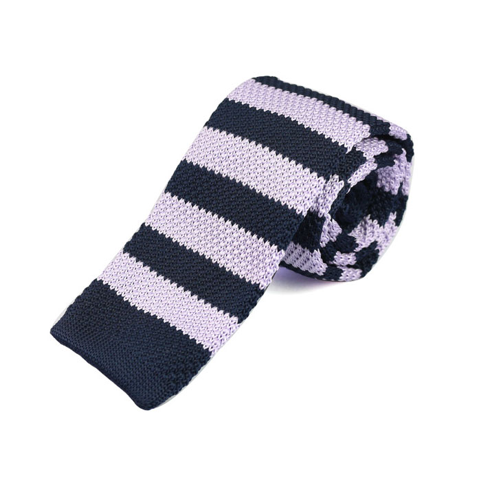 6cm Blue and Pink Knit Striped Skinny Tie