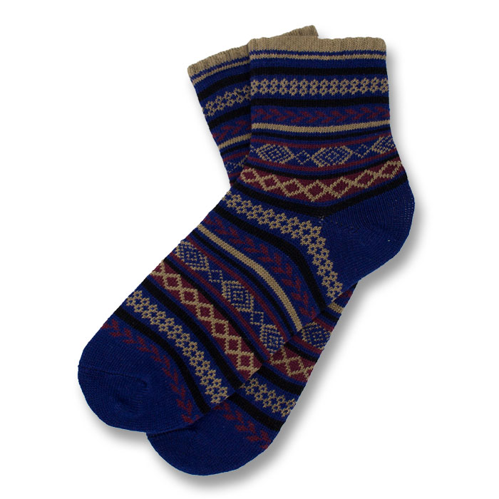 Midnight Blue, Wood, Plum Velvet and Black Cotton Novelty Socks