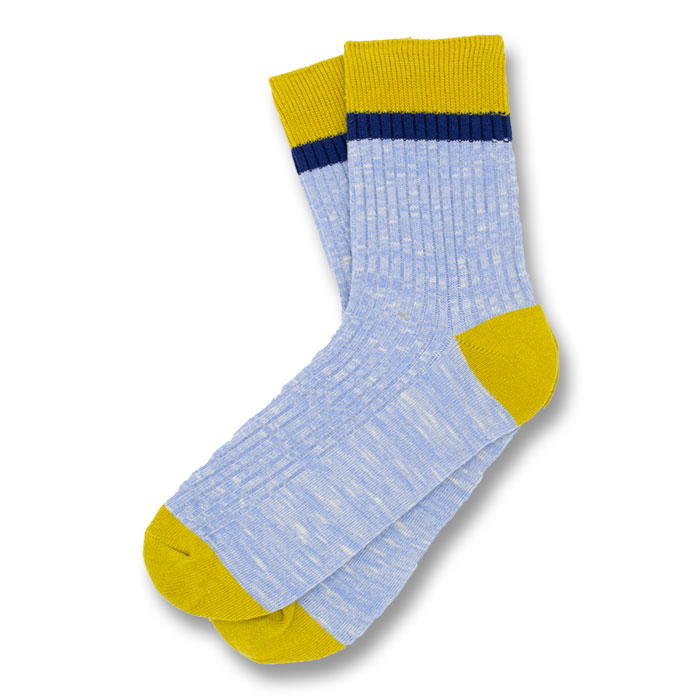 Pastel Blue and Rubber Ducky Yellow Cotton Solid Socks