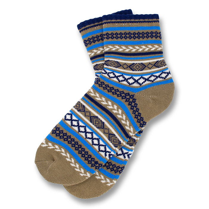 Wood, Midnight Blue and White Cotton Novelty Socks