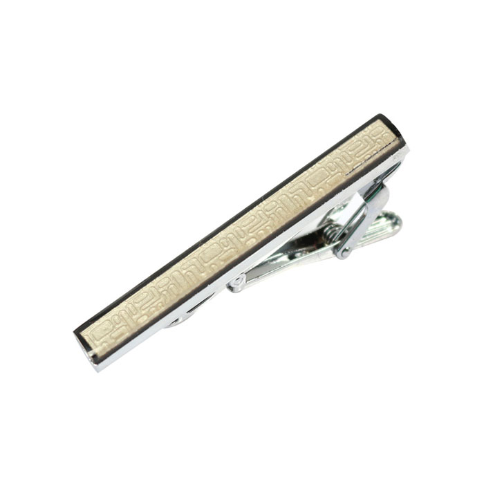Gray Gemstone Black Tie Bar