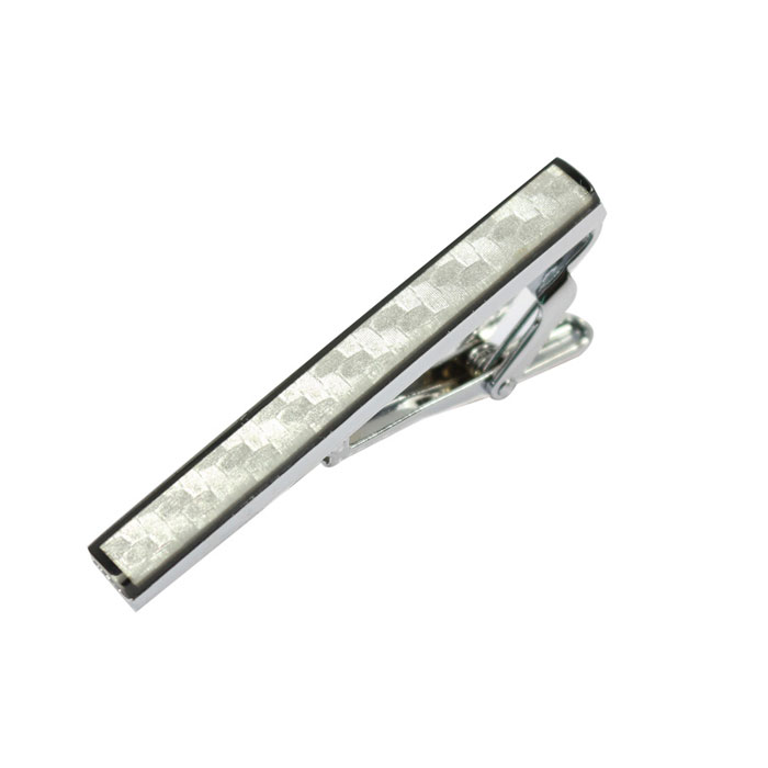 Gray Gemstone Black Tie Bar