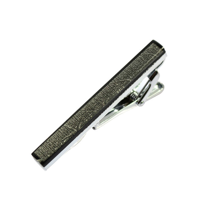 Gray Gemstone Black Tie Bar