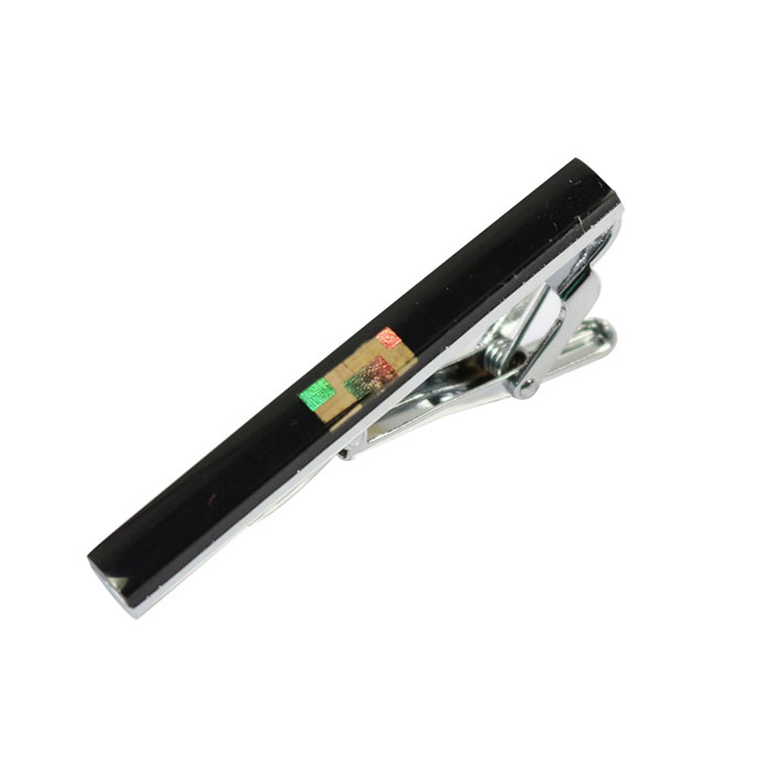 Yellow Green Gemstone Black Tie Bar