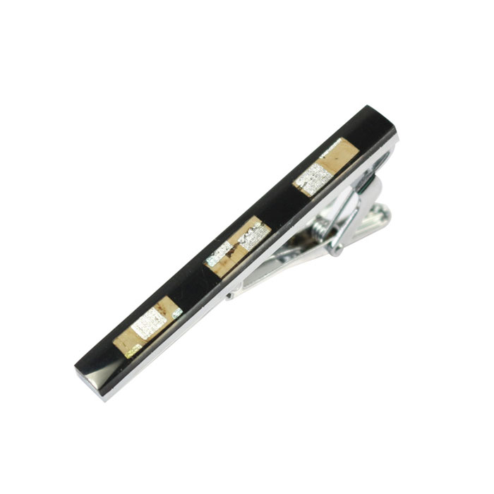 Milk White Gemstone Black Tie Bar