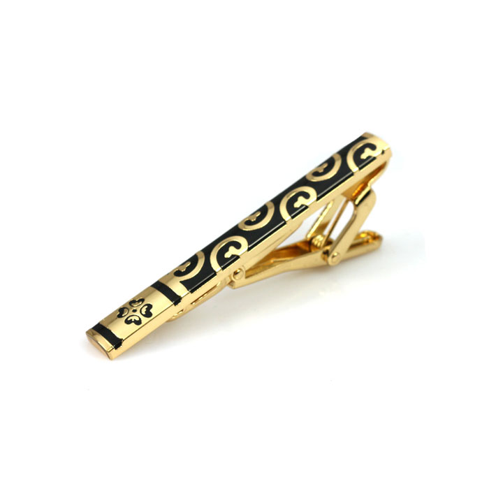 Gold Carved Black Tie Bar