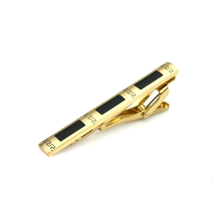 Black Carved Gold Tie Bar